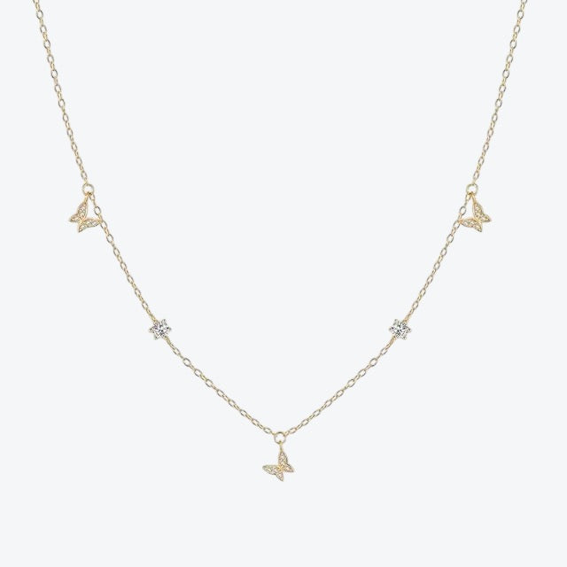 collier BUTTERFLY argent 925 doré or 18K avec pendentif papillon