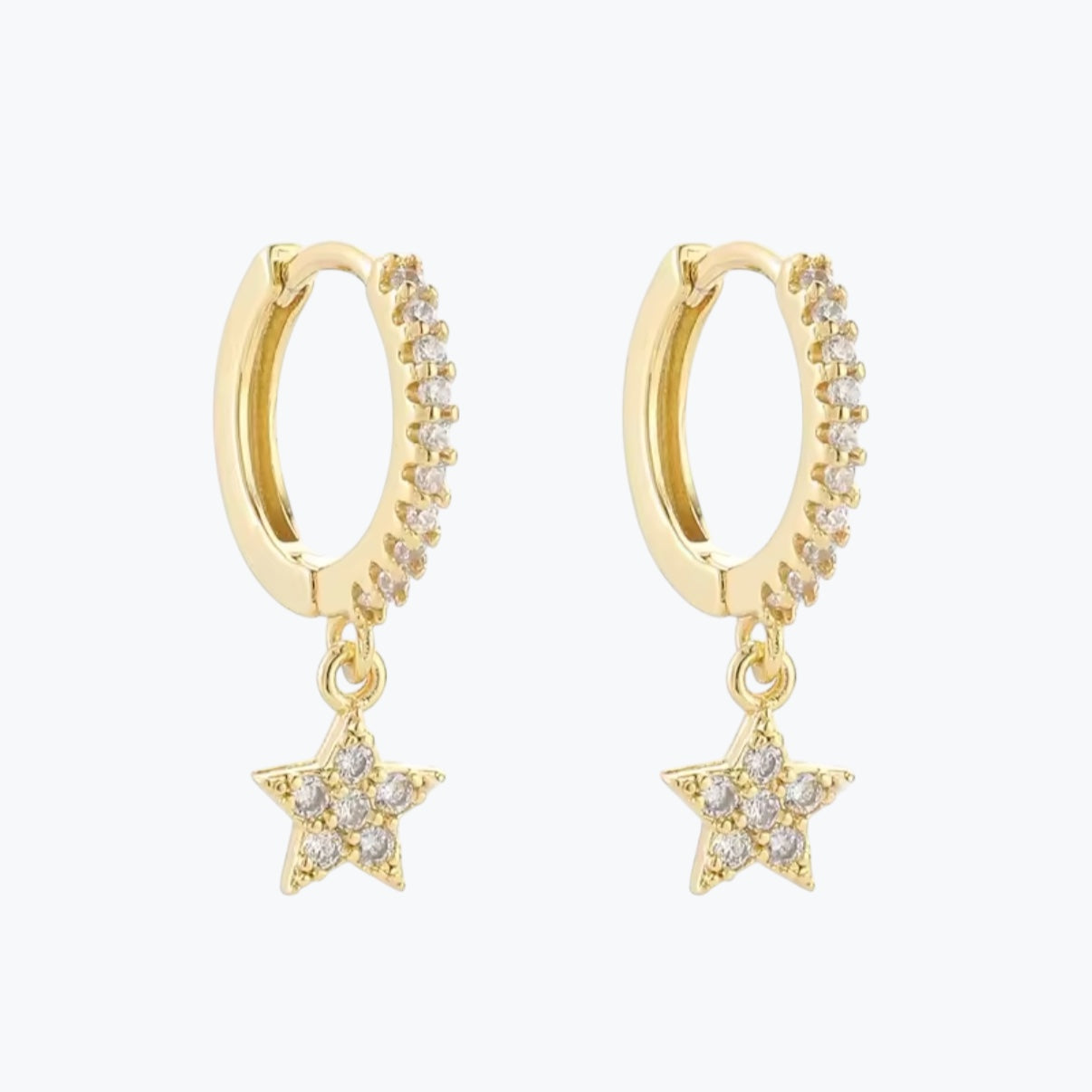 boucles d'oreilles créoles pendentif étoile or