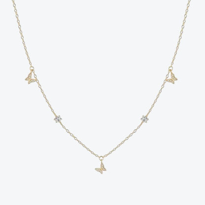 collier BUTTERFLY argent 925 doré or 18K avec pendentif papillon

