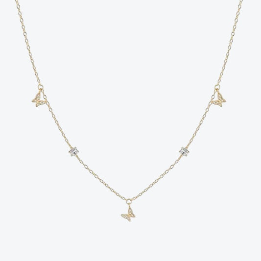 collier BUTTERFLY argent 925 doré or 18K avec pendentif papillon

