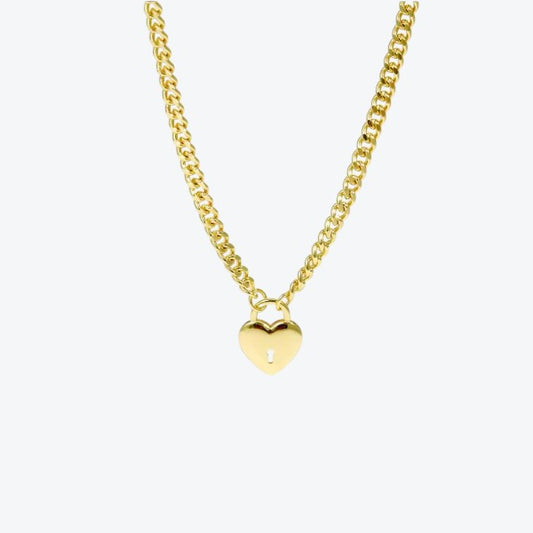 collier MYLOVE argent 925 doré or 18K avec pendentif cœur 14 mm