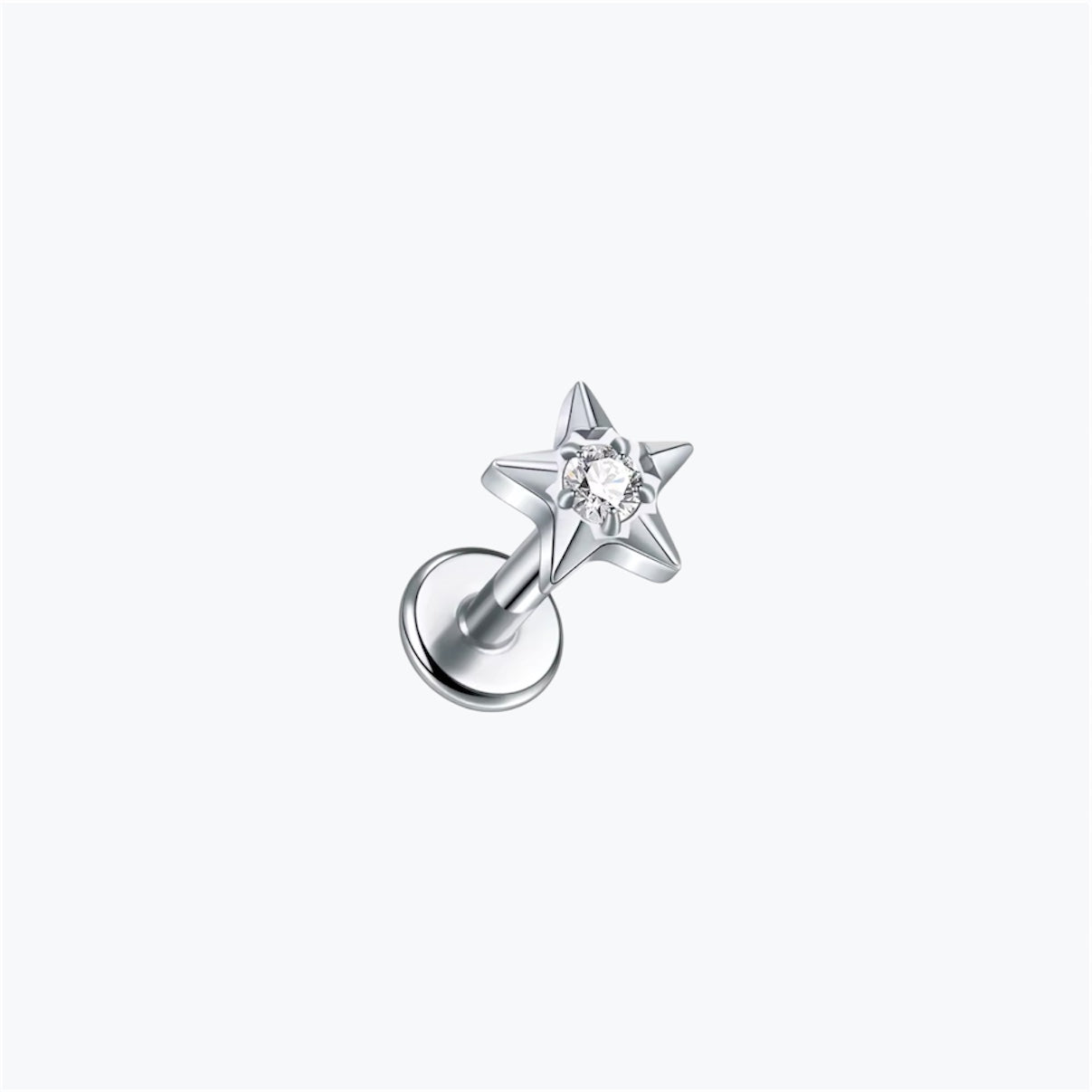 Piercing tragus argenté en titane avec zircon