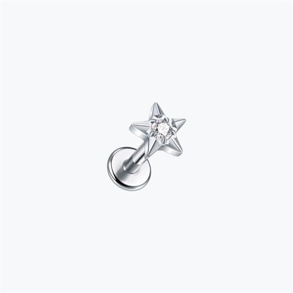 Piercing tragus argenté en titane avec zircon