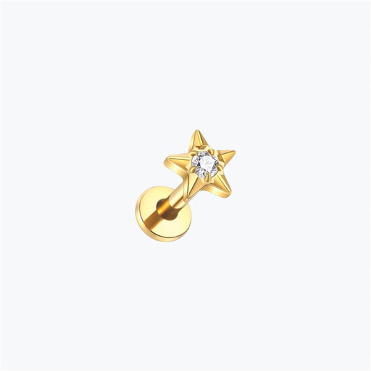 Piercing tragus doré en titane avec zircon